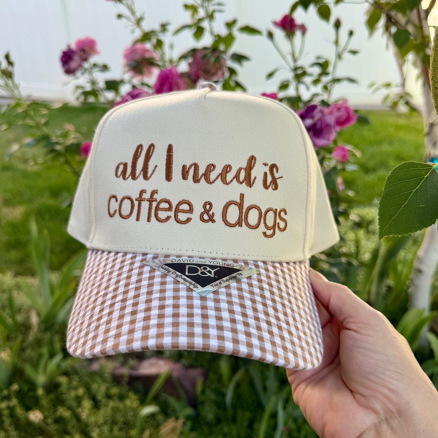 Embroidered Hats- all I need is coffee & dogs