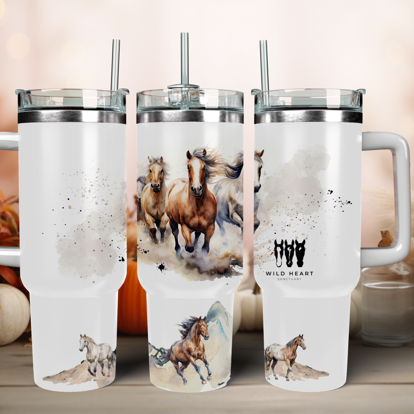 Traveler Tumbler 40 oz- Wild Horses - Wild Heart Sanctuary