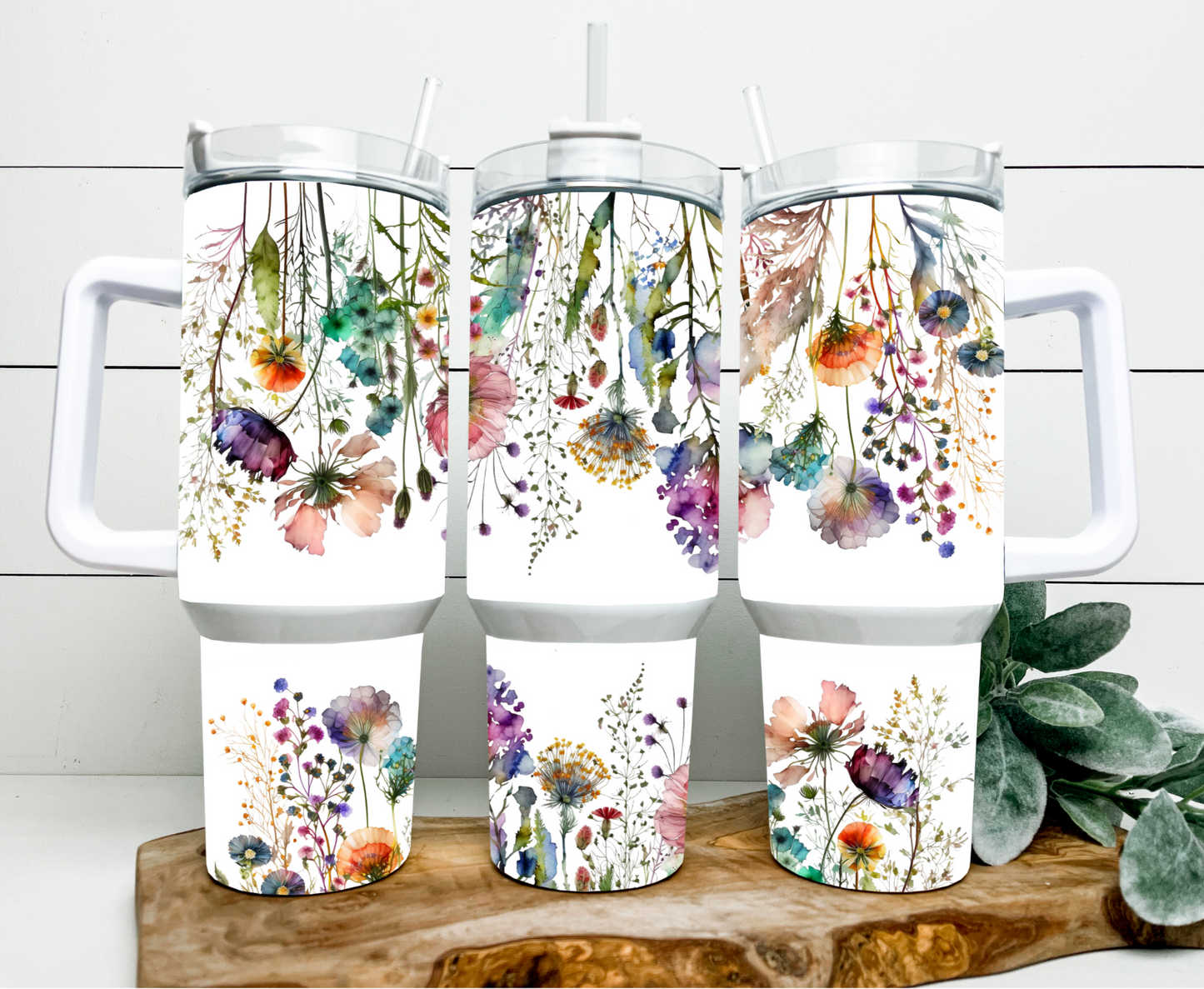 Traveler Tumbler 40 oz- Watercolor Wildflowers