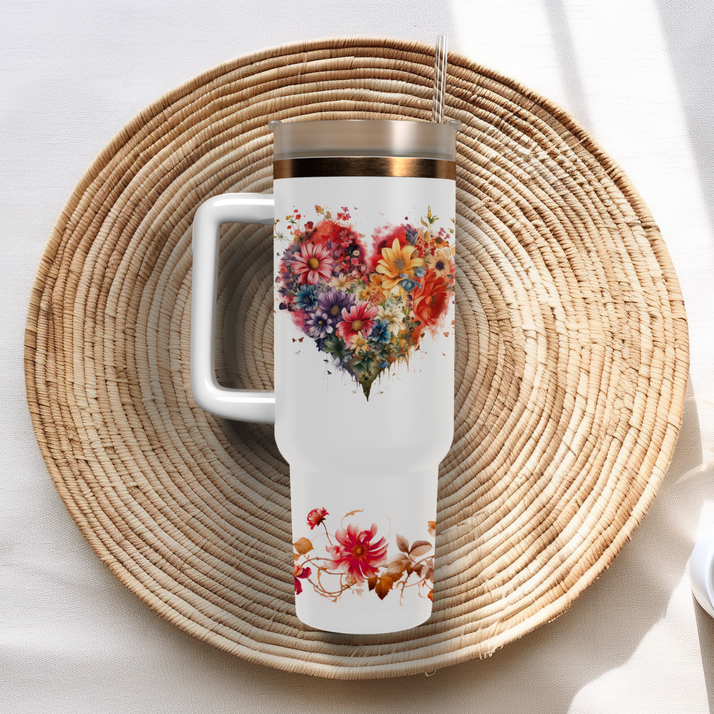 Traveler Tumbler 40 oz- Floral Heart