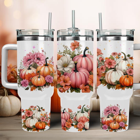 Traveler Tumbler 40 oz- Pink Pumpkin Patch