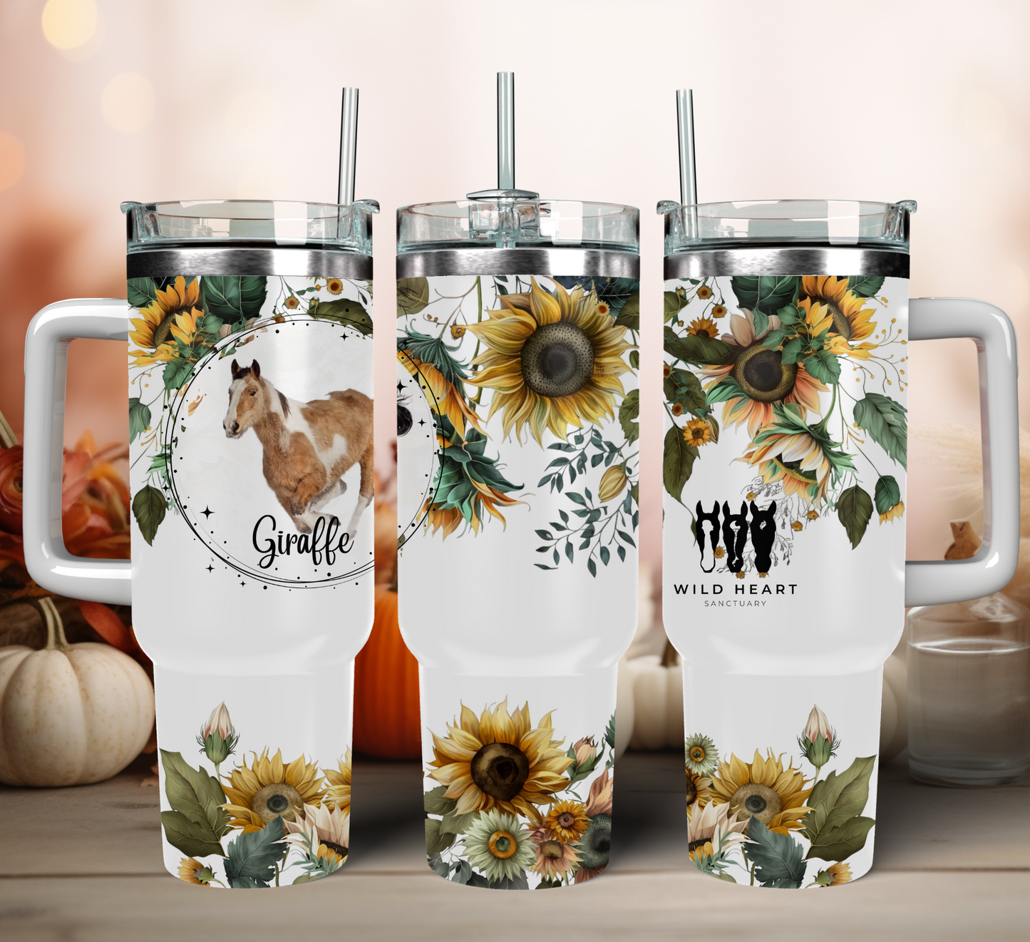 Traveler Tumbler 40 oz- Giraffe- Wild Heart Sanctuary