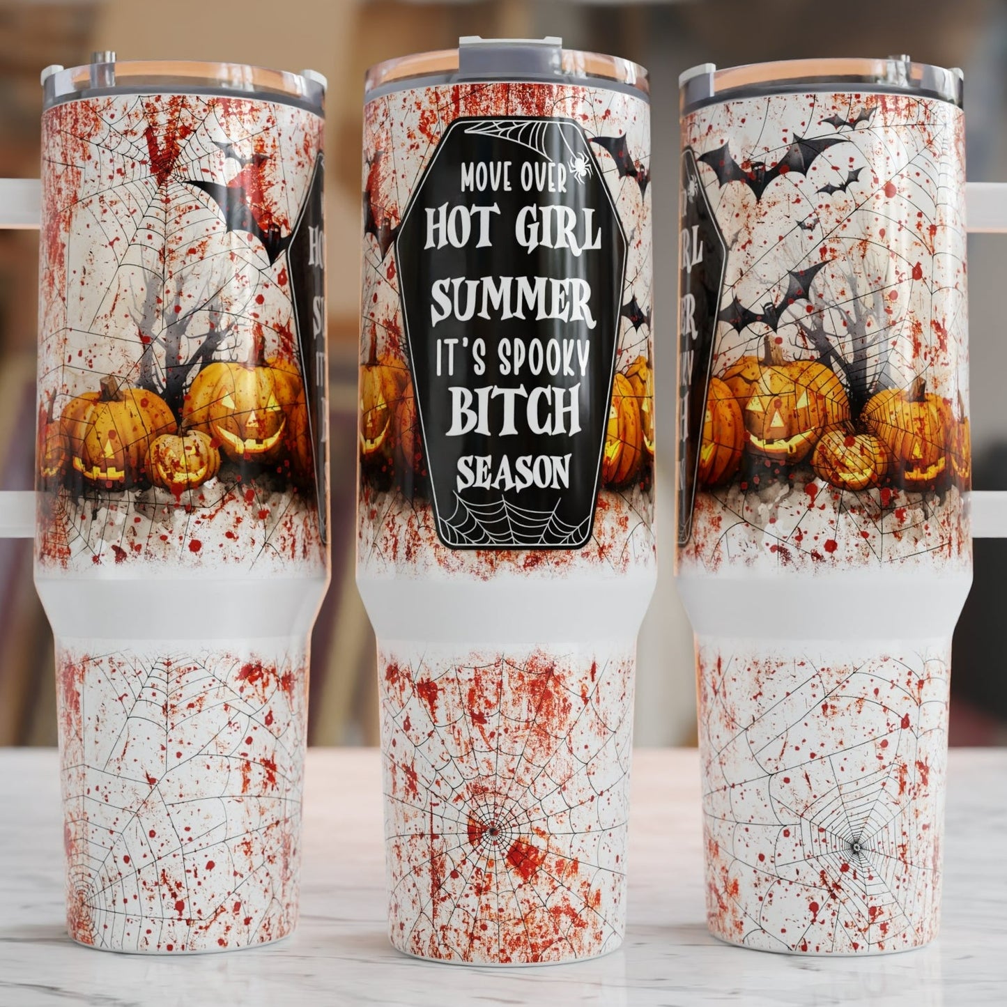 Traveler Tumbler 40 oz- Move over hot summer girl It's spooky bitch season