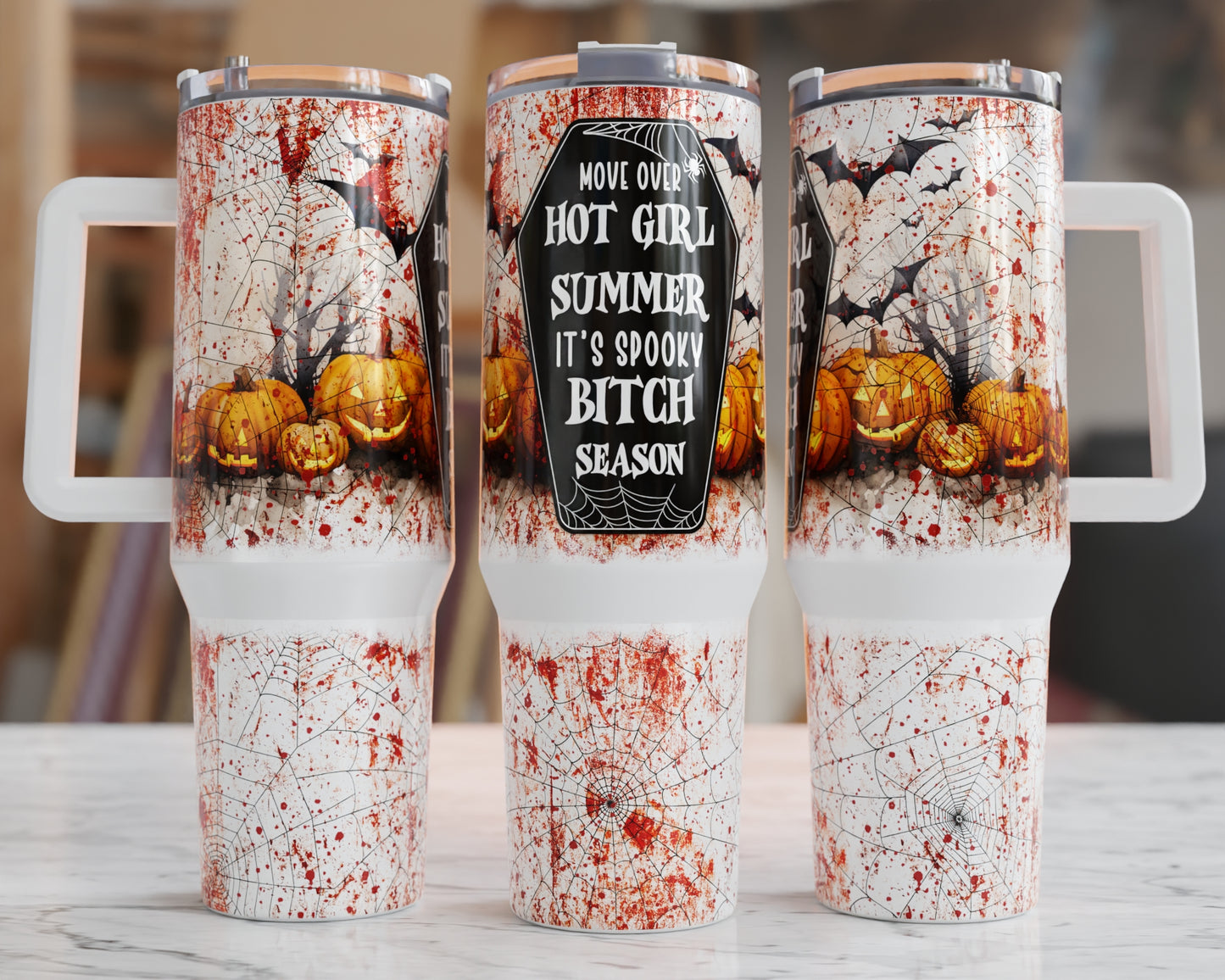 Traveler Tumbler 40 oz- Move over hot summer girl It's spooky bitch season