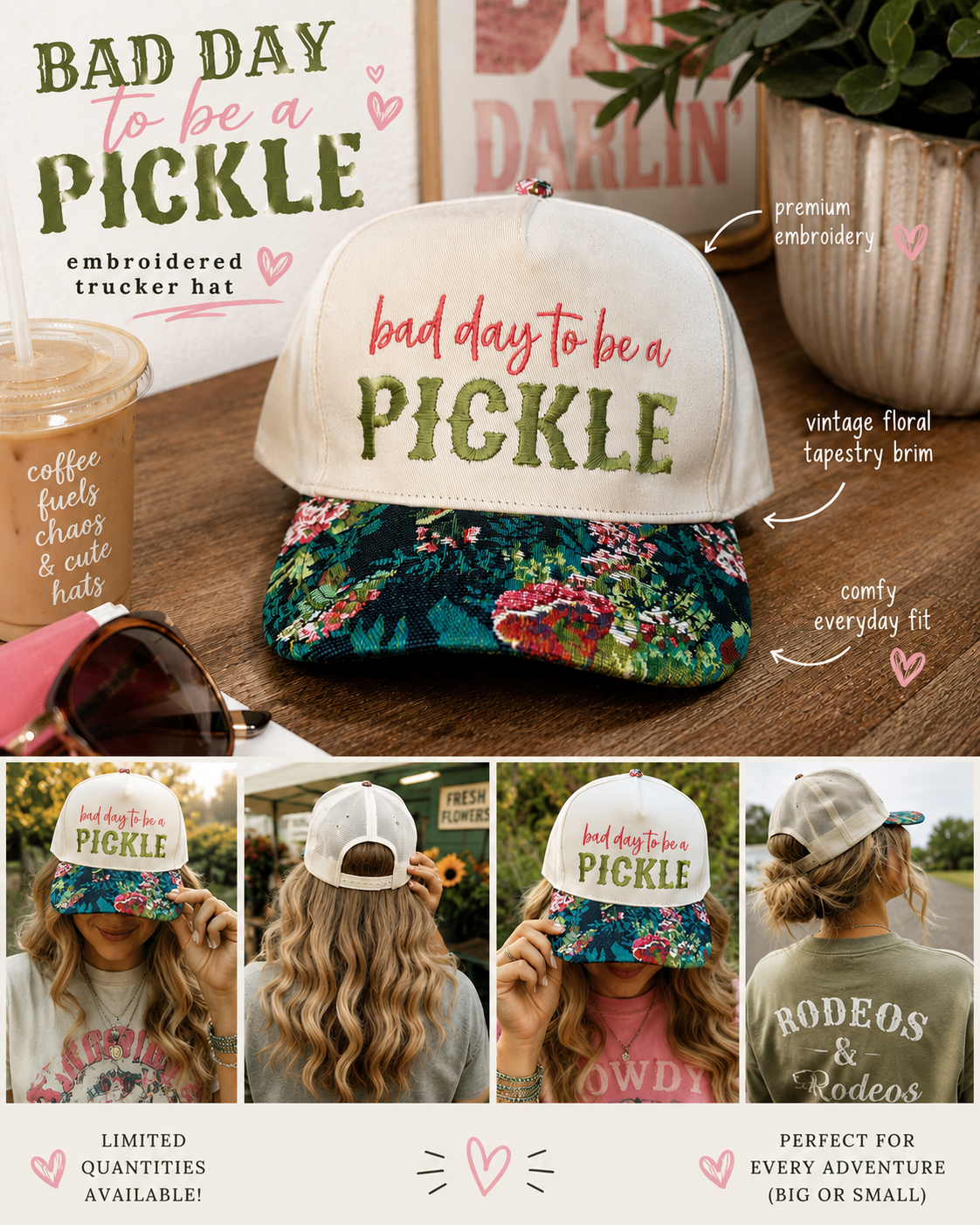Embroidered Hats- Bad day to be a pickle