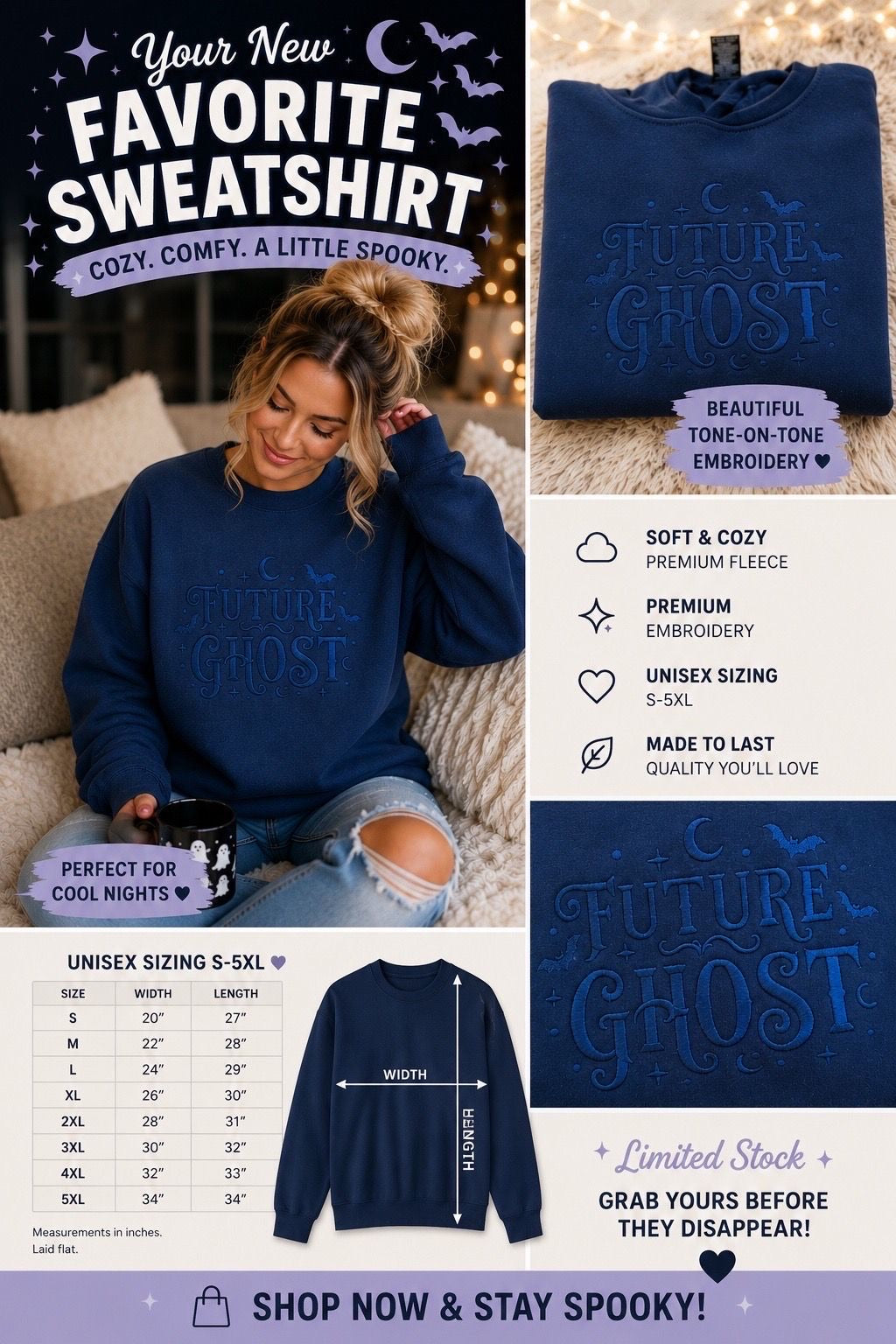 Embroidered Sweatshirt - Future Ghost Hoodie