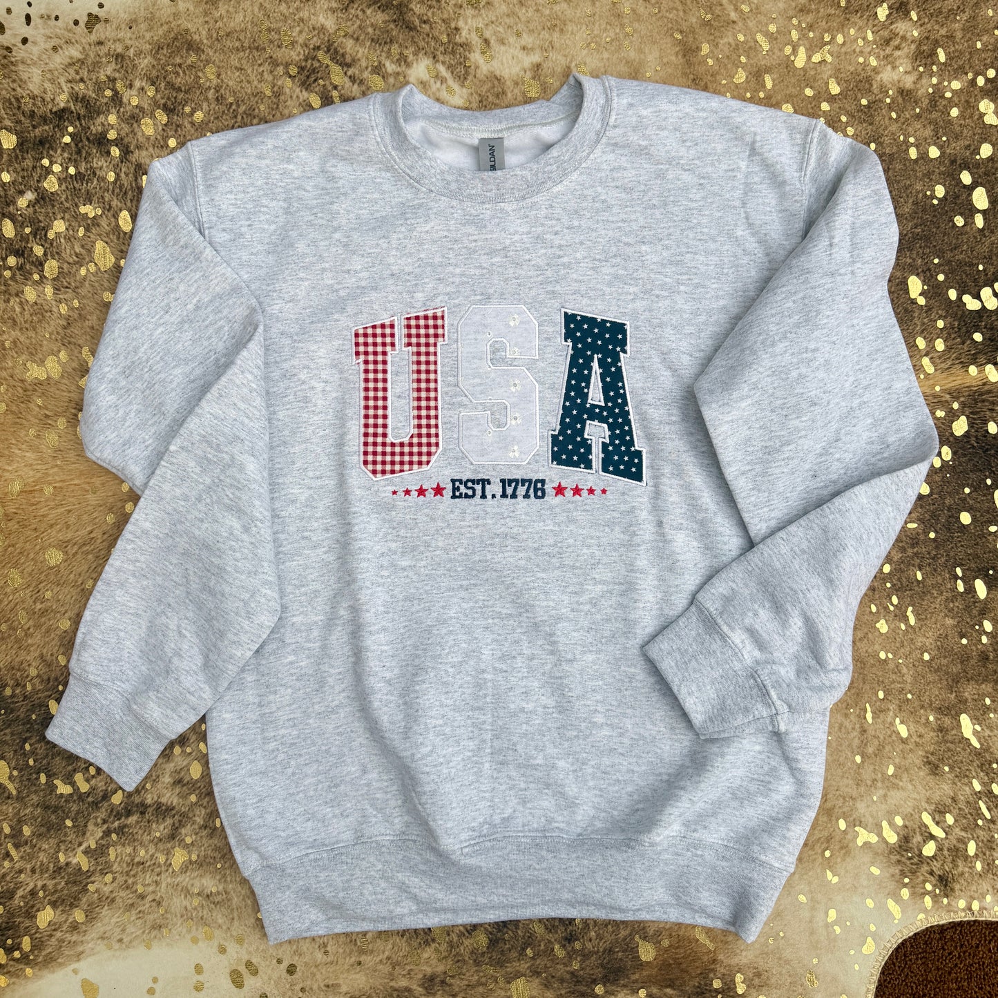 Embroidered Sweatshirt - USA est. 1776 Applique