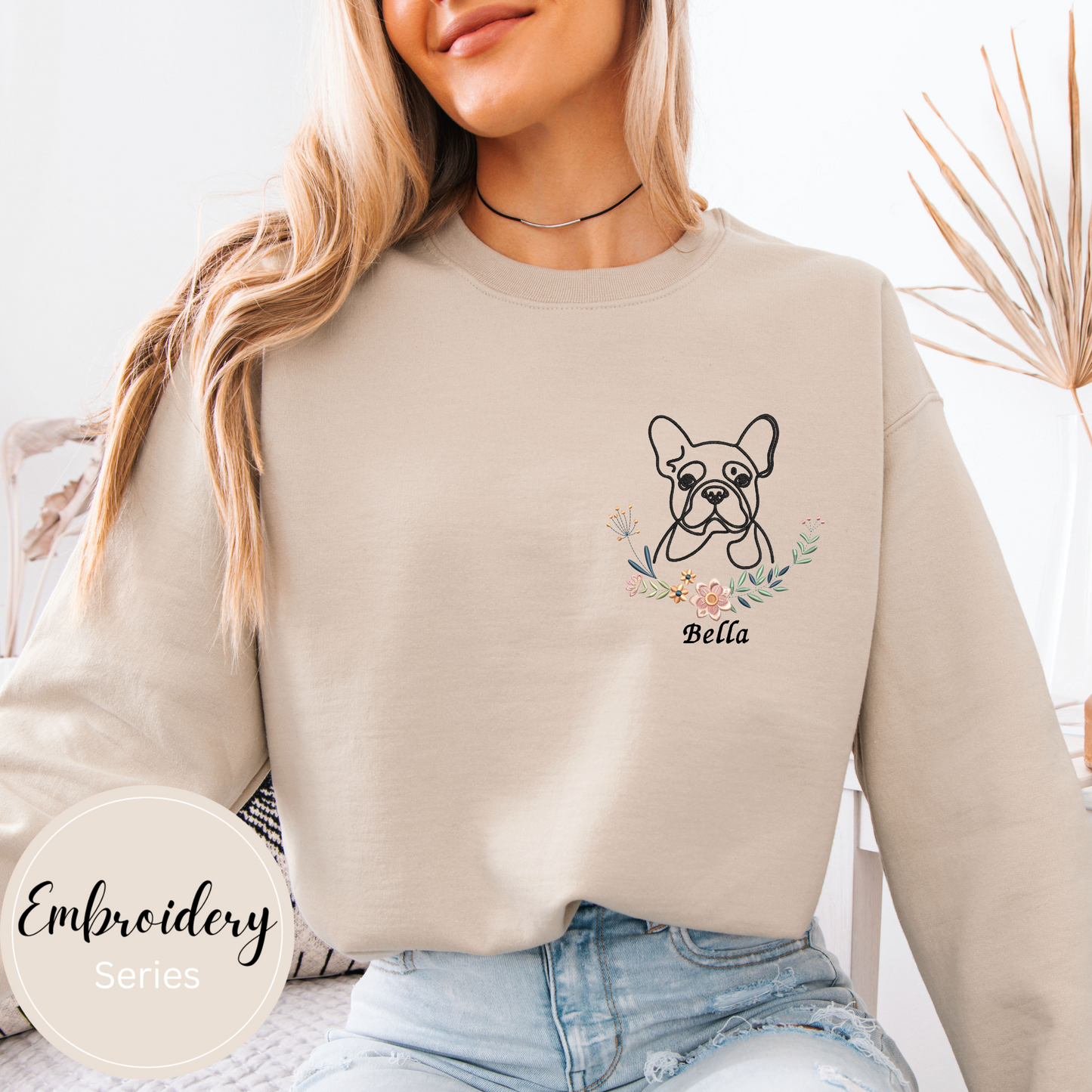 Embroidered Sweatshirt - Personalized Dog Mom logo