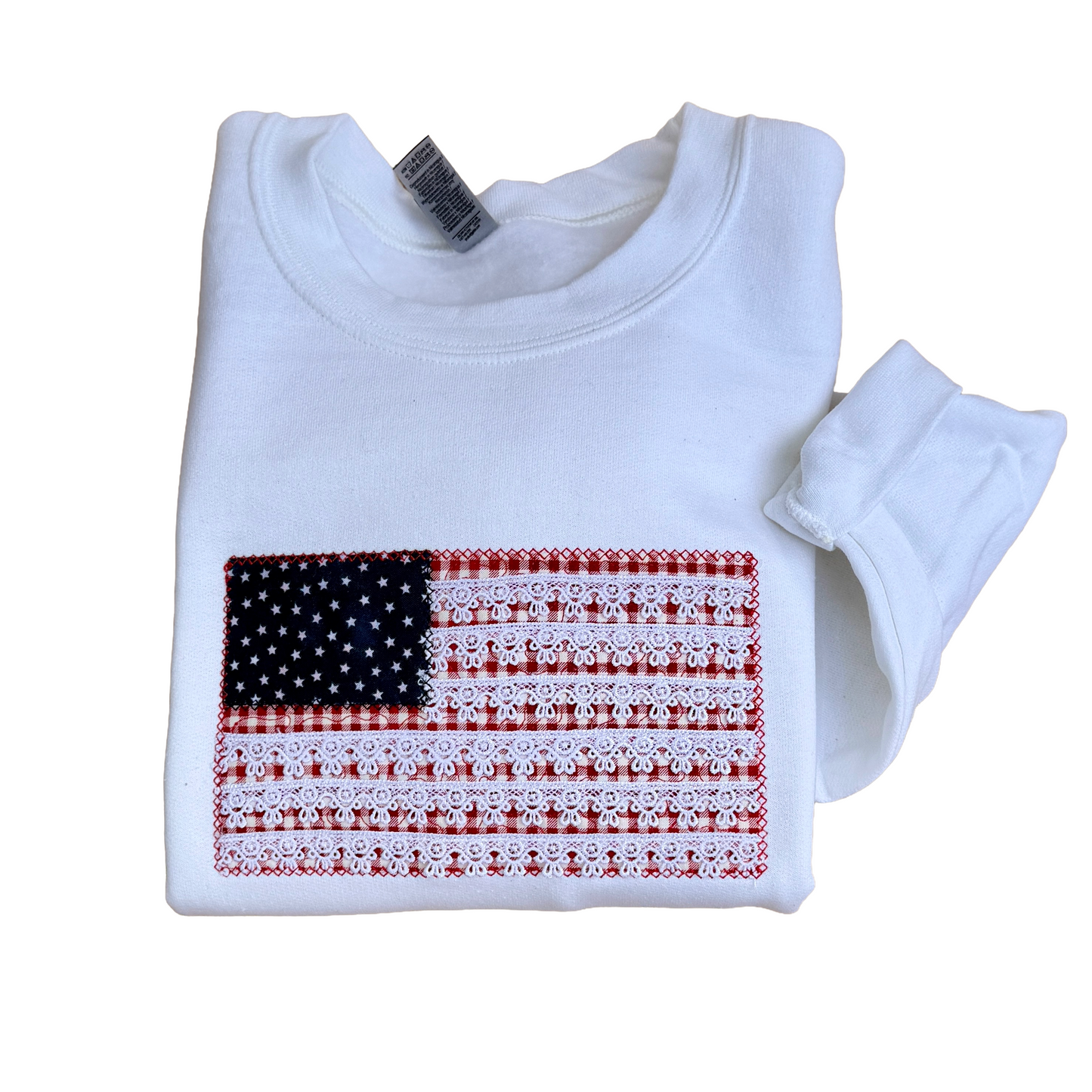 Embroidered Sweatshirt - America Flag lace applique
