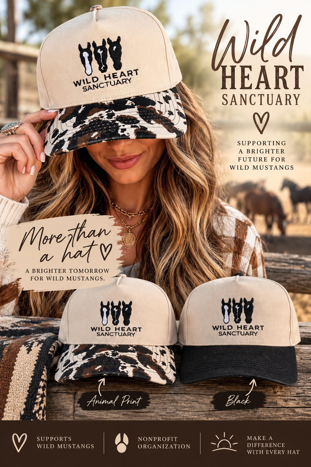 Embroidered Hats- Wild Heart Sanctuary Vintage Animal Trucker Hat