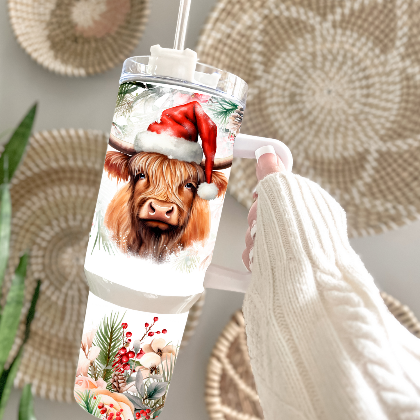 Traveler Tumbler 40 oz- Santa Highlander Cow