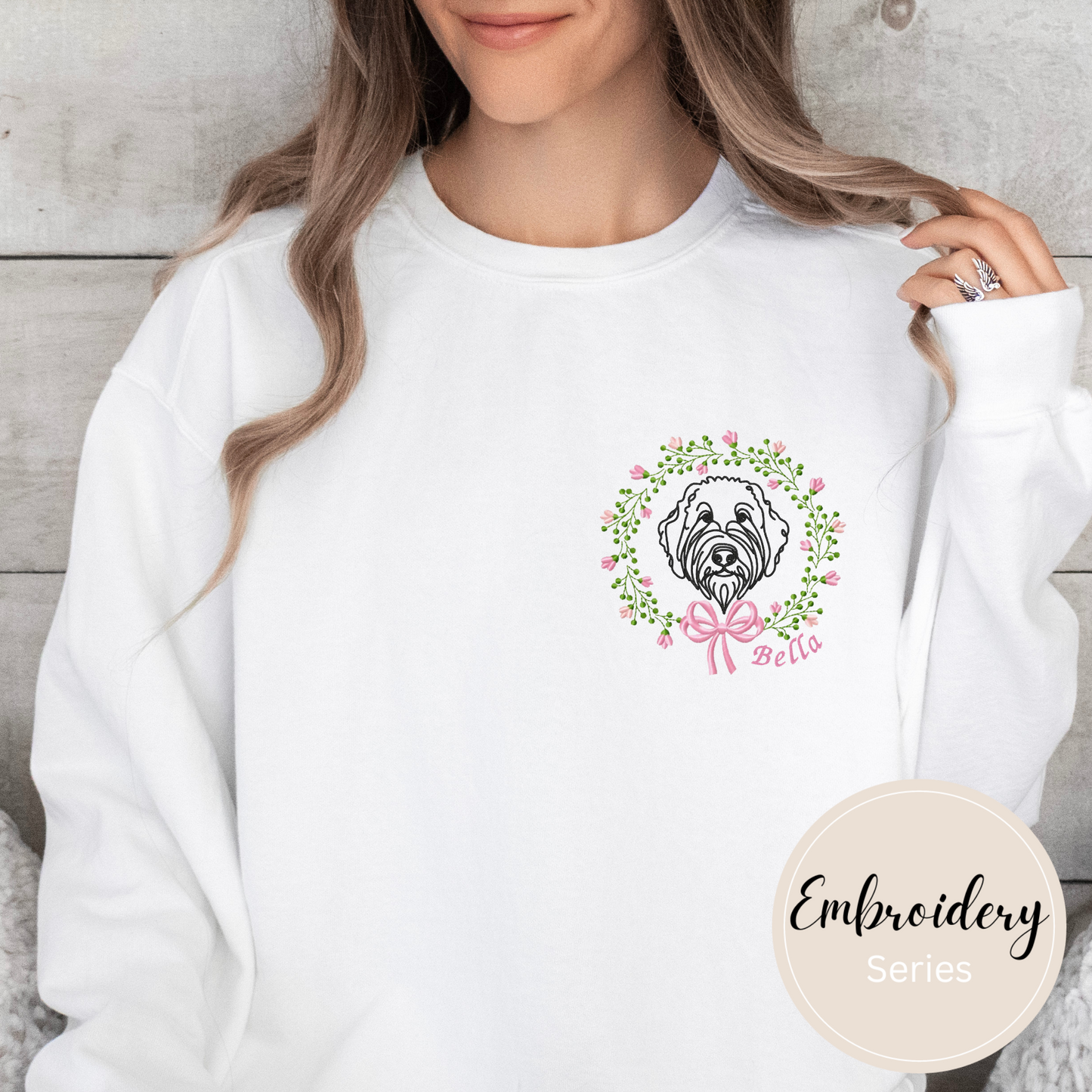 Embroidered Sweatshirt - Personalized Dog Mom logo