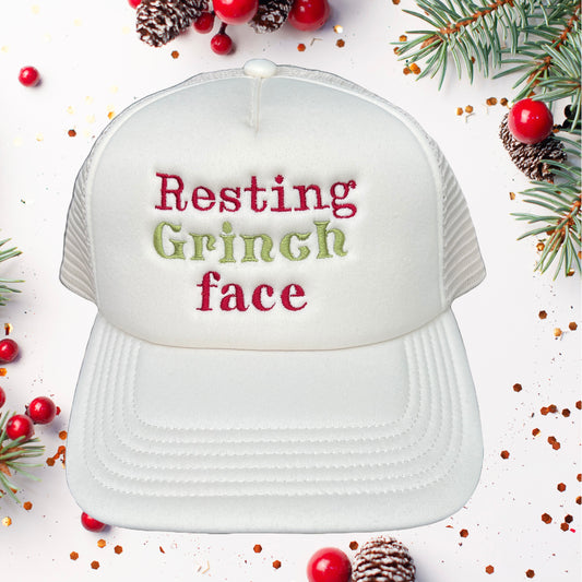 Embroidered Hats- Resting Grinch Face