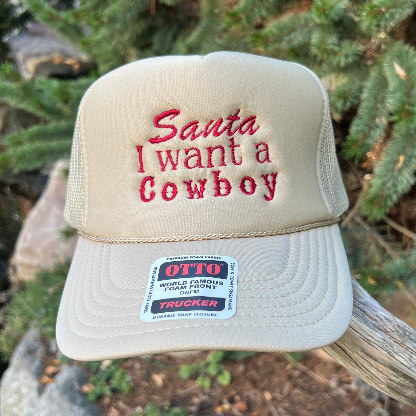 Embroidered Hats-Santa I want a Cowboy