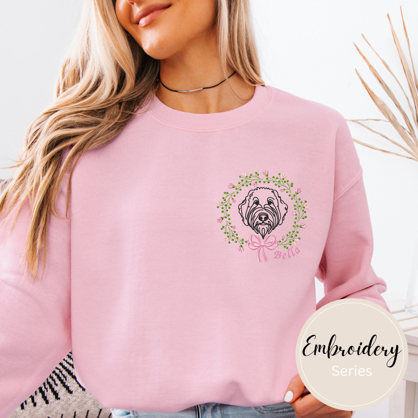 Embroidered Sweatshirt - Personalized Dog Mom logo