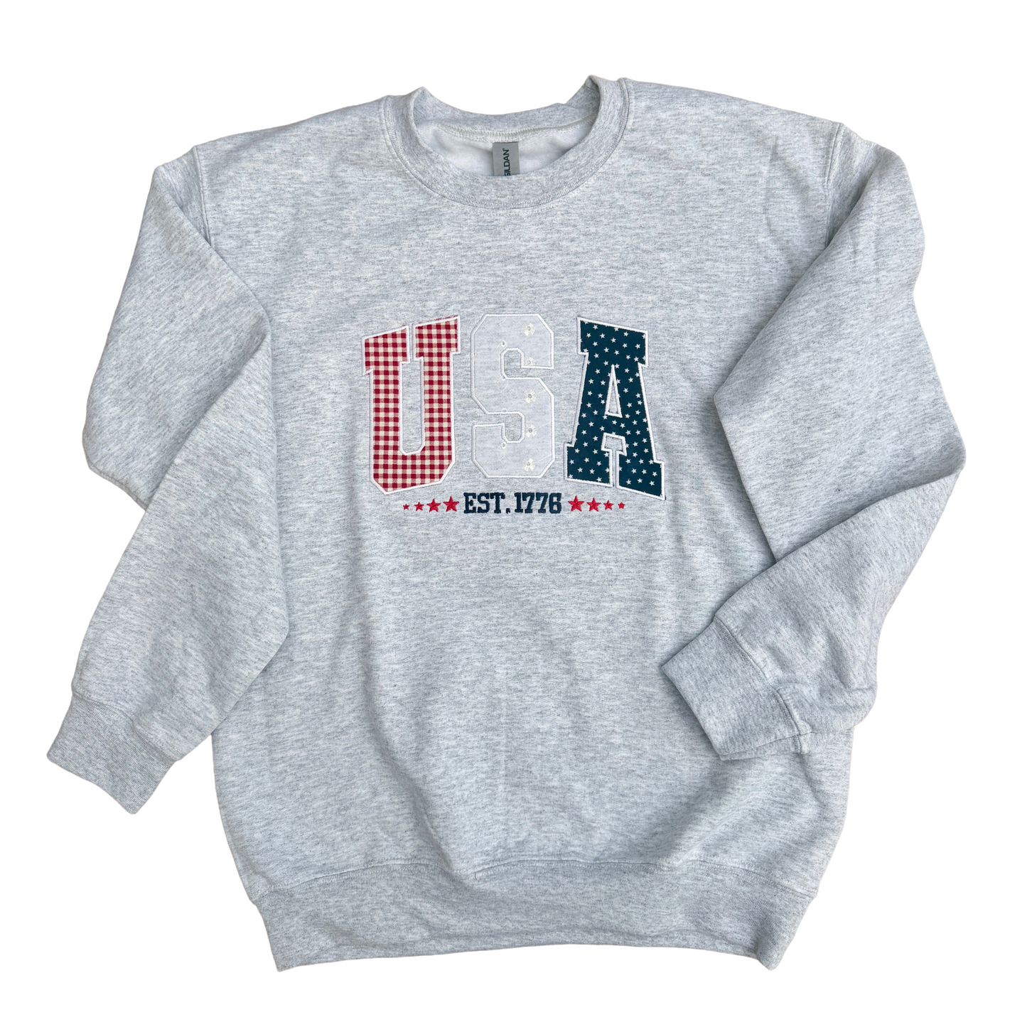 Embroidered Sweatshirt - USA est. 1776 Applique
