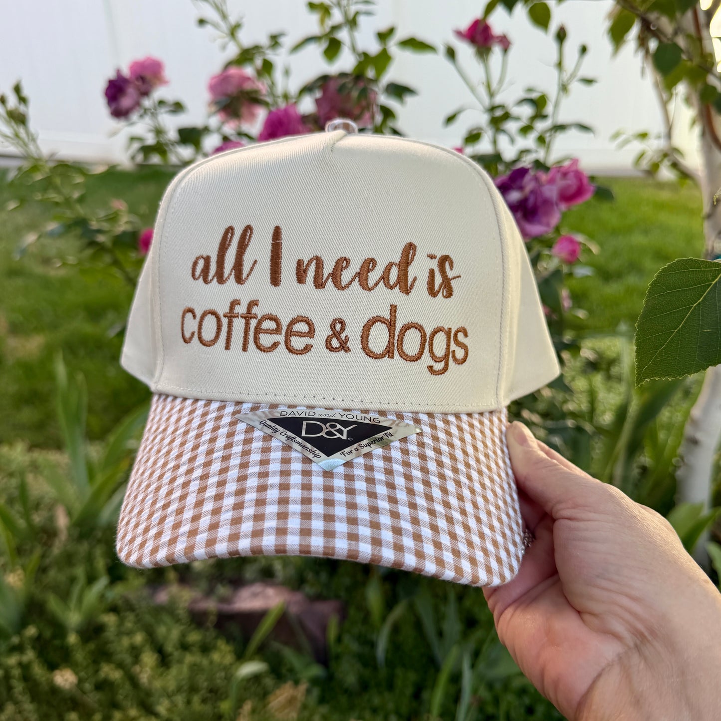 Embroidered Hats- all I need is coffee & dogs