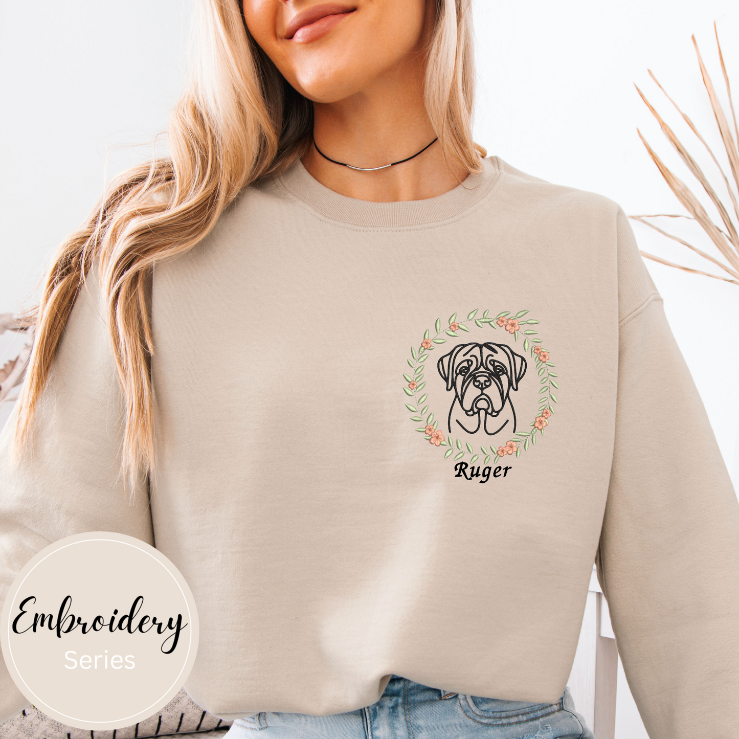 Embroidered Sweatshirt - Personalized Dog Mom logo