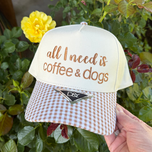 Embroidered Hats- all I need is coffee & dogs