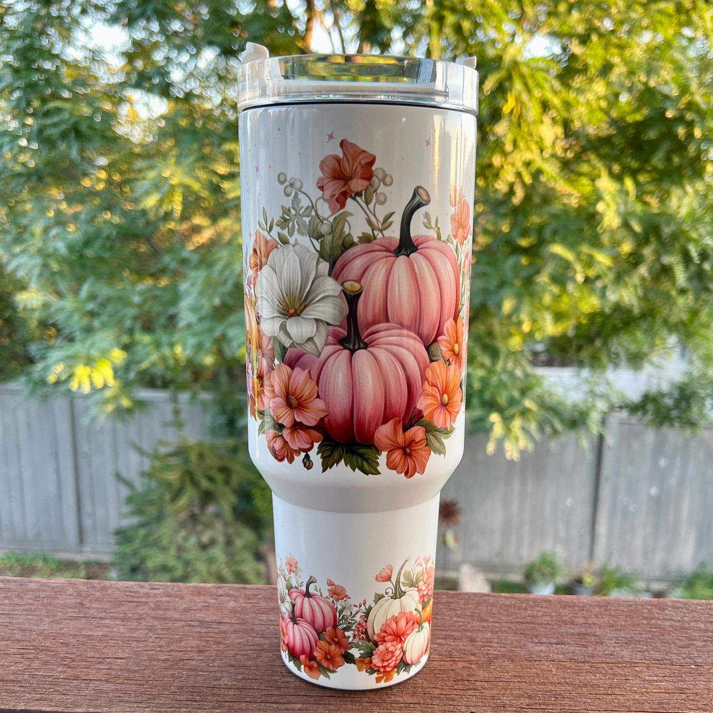 Traveler Tumbler 40 oz- Pink Pumpkin Patch