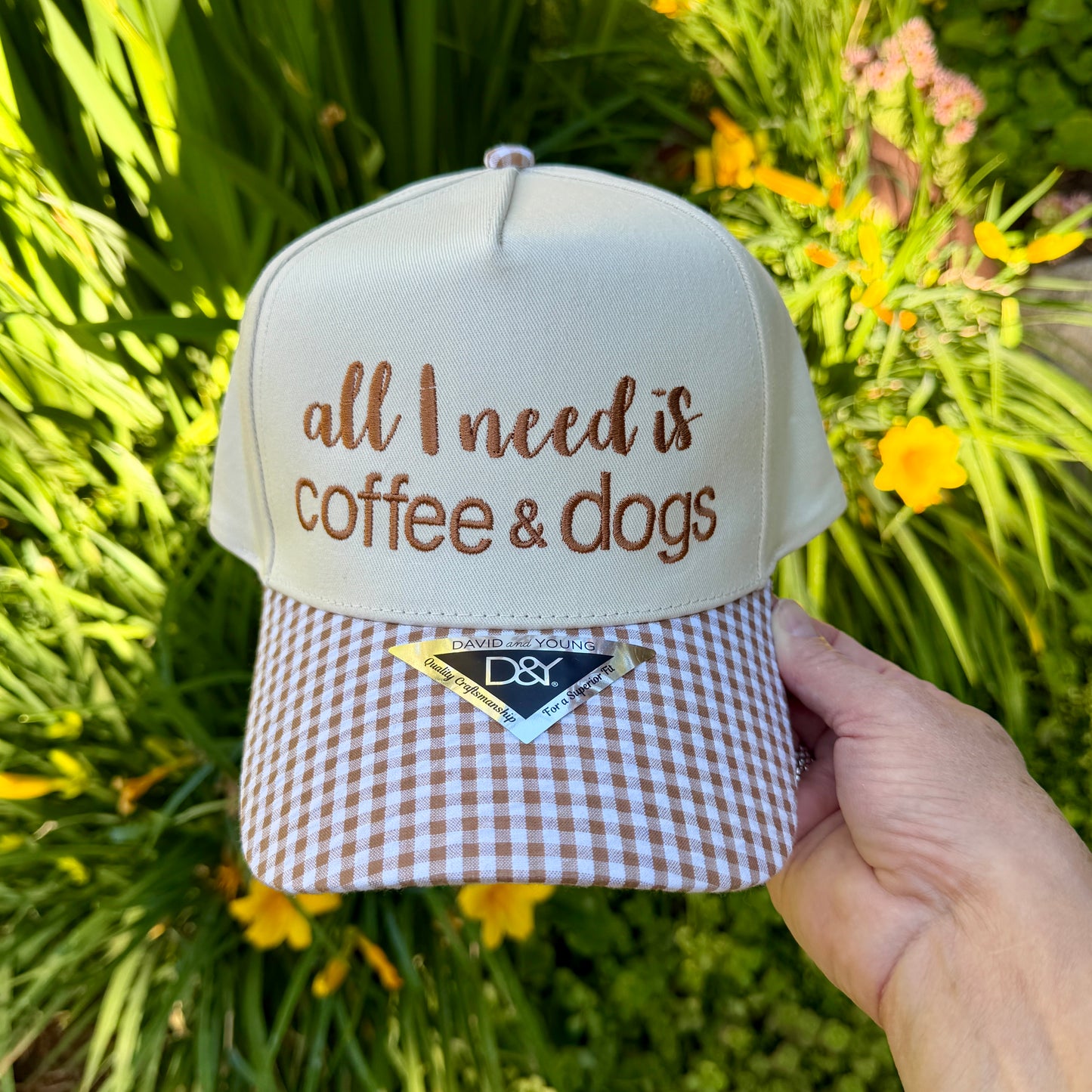 Embroidered Hats- all I need is coffee & dogs