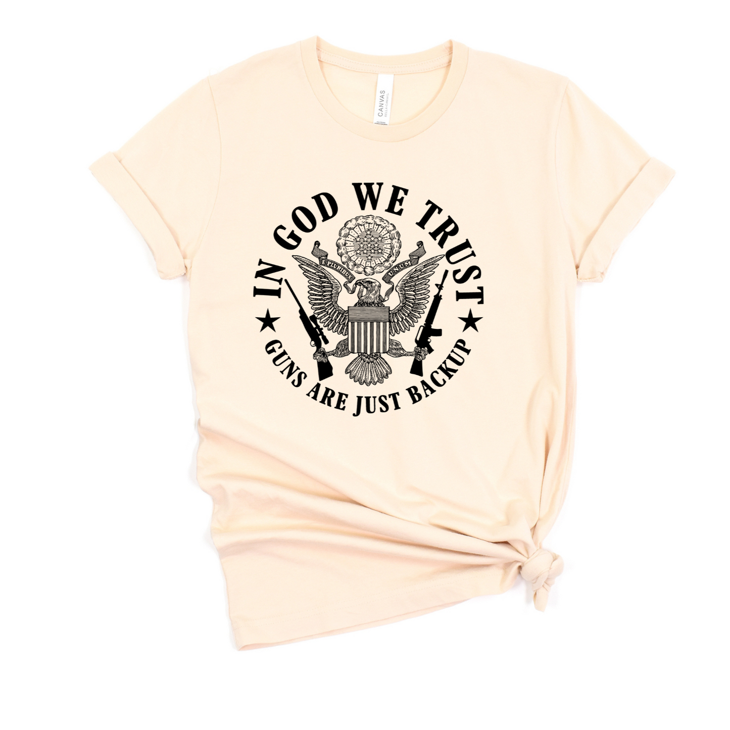 Teeshirt- In God We Trust, guns are just backup