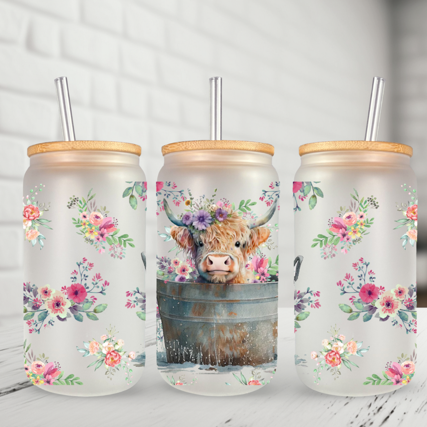 Glass Can- Baby Hylander in Bucket & Florals