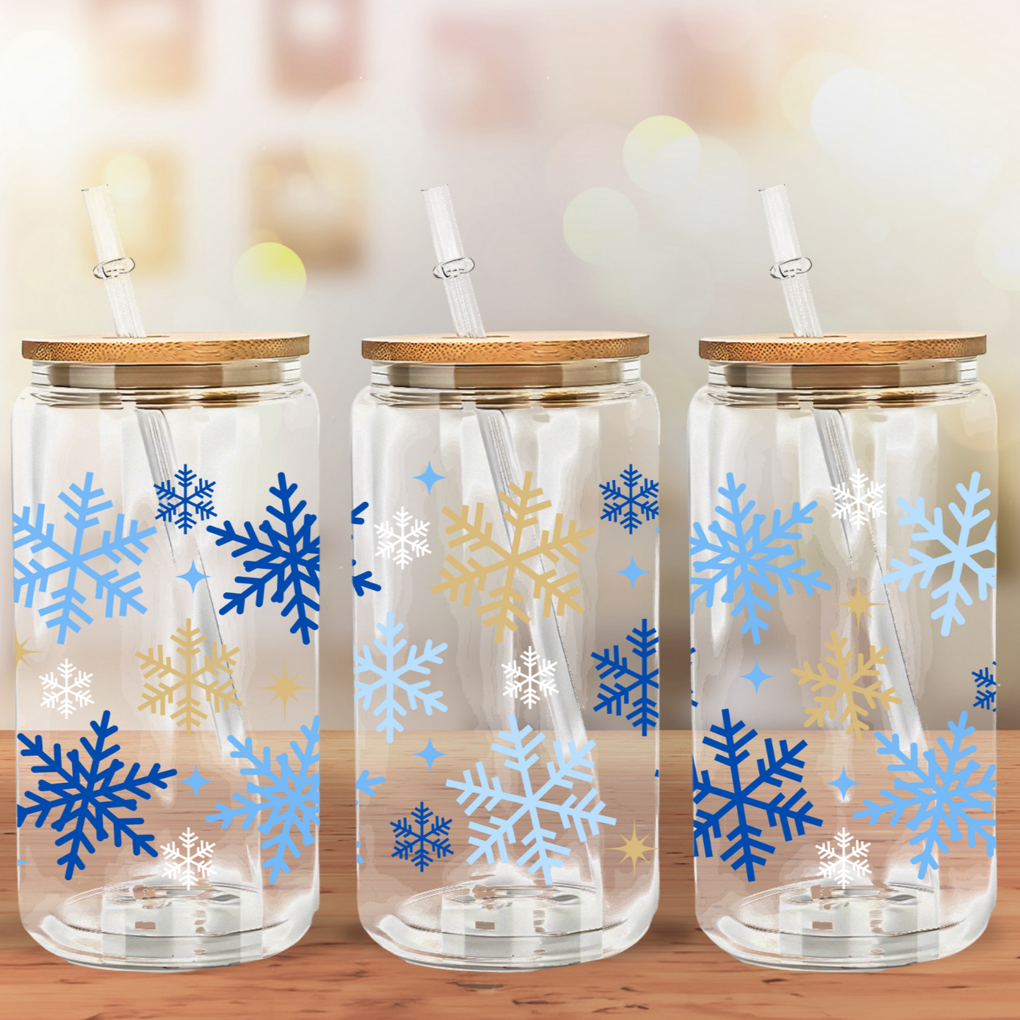 Glass Can- Snowflakes