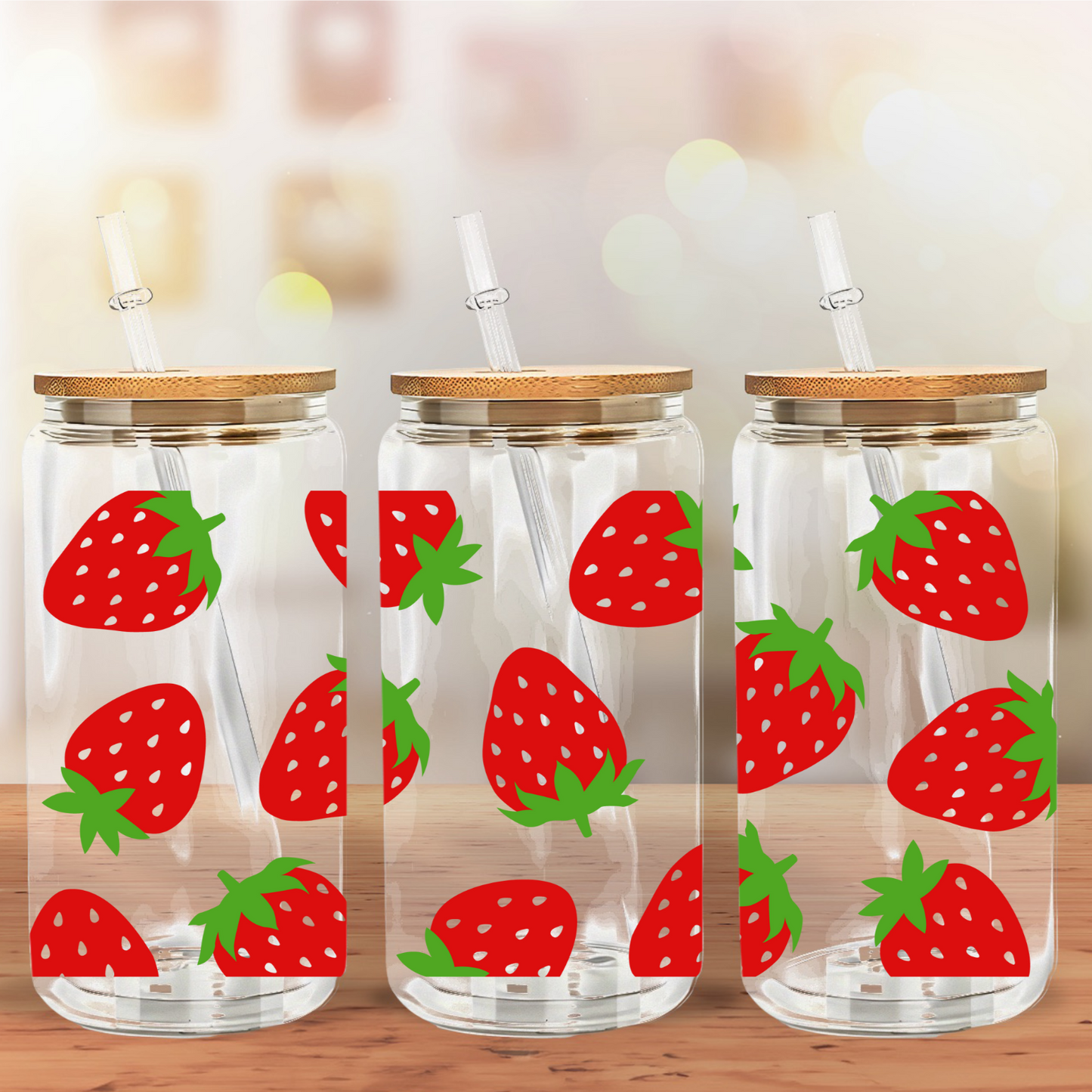 Glass Can- Strawberries