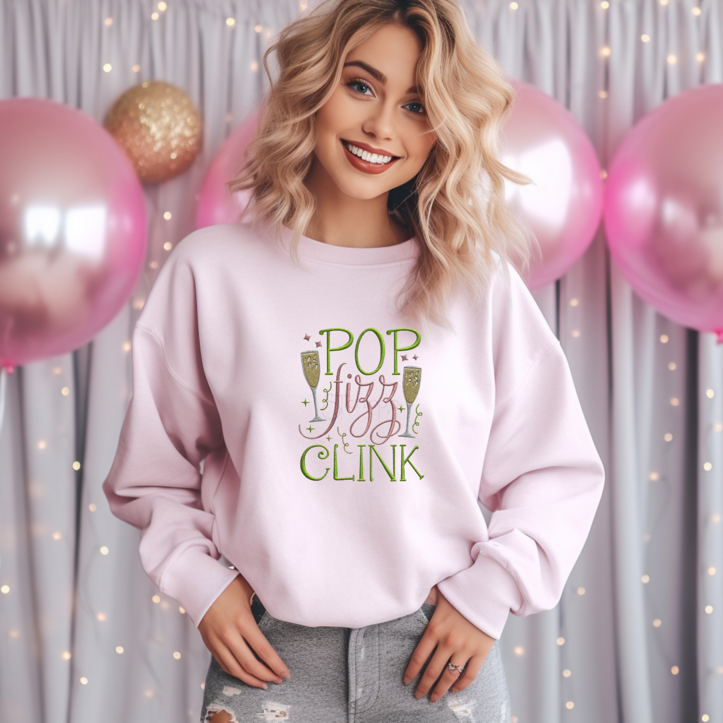 Embroidered Sweatshirt - Pop Fizz Clink