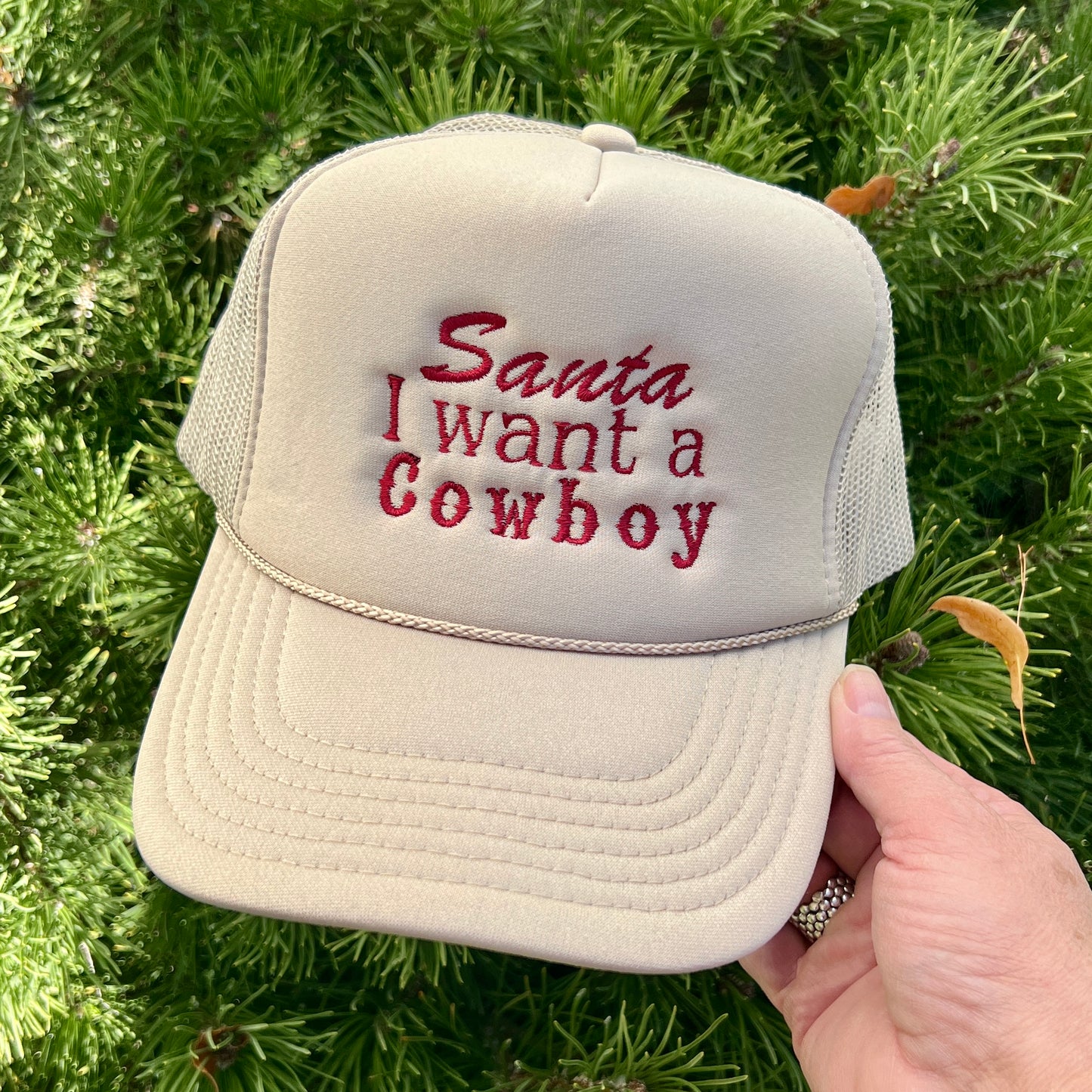 Embroidered Hats-Santa I want a Cowboy