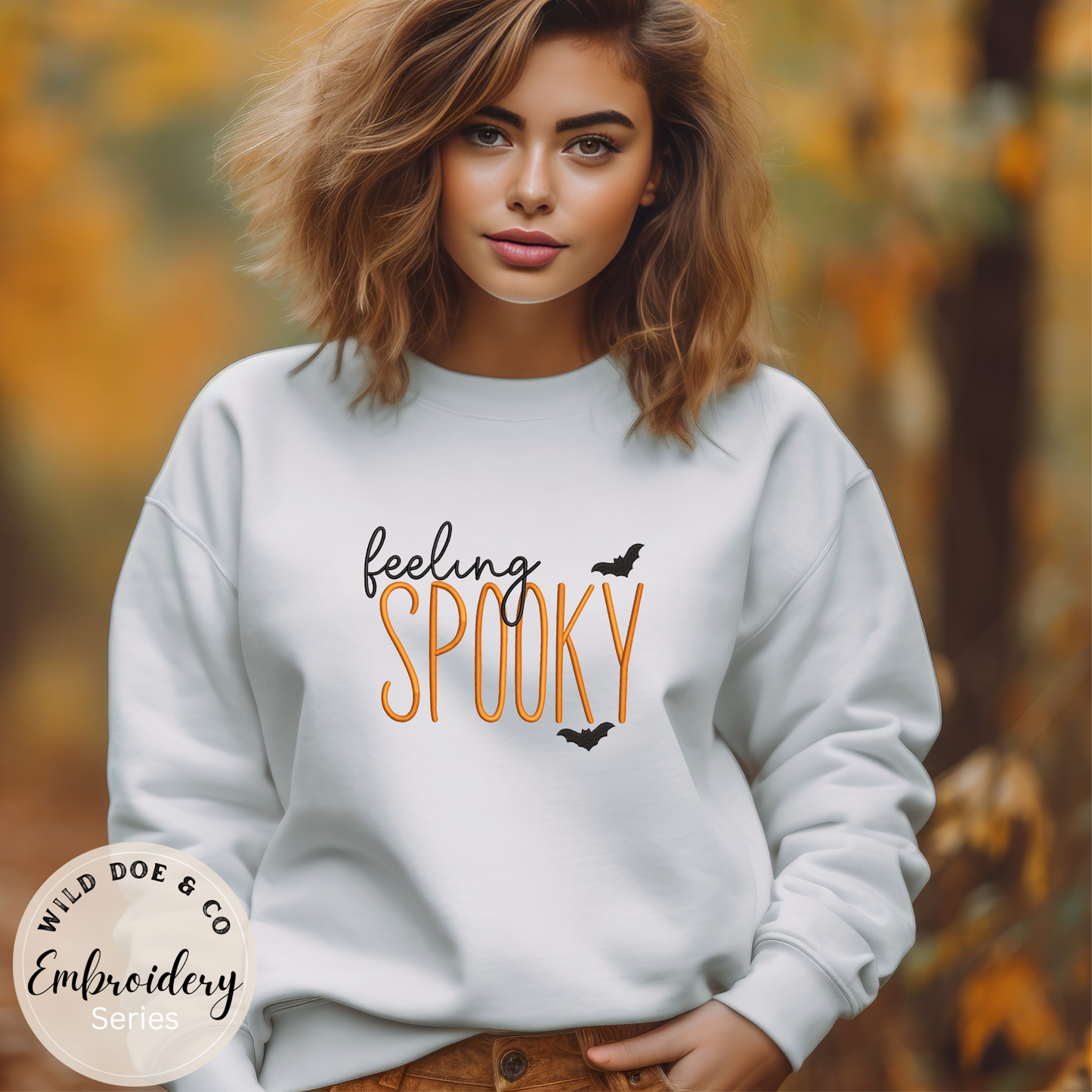 Embroidered Sweatshirt - Feeling Spooky