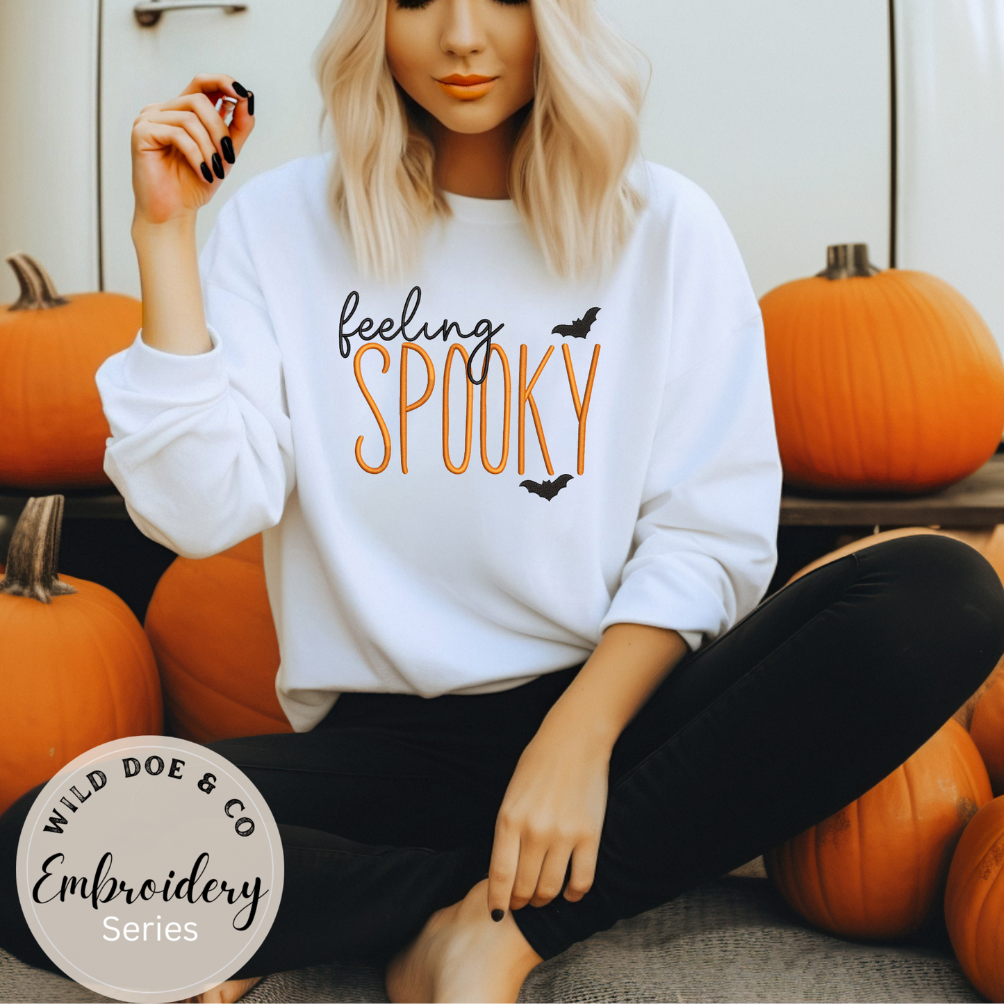 Embroidered Sweatshirt - Feeling Spooky