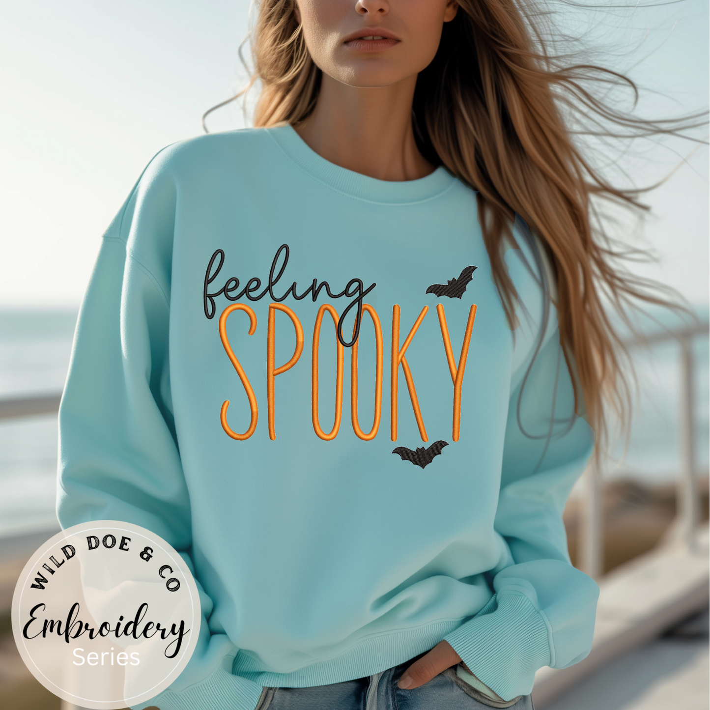 Embroidered Sweatshirt - Feeling Spooky