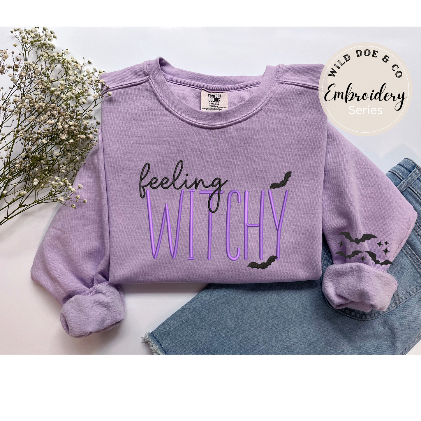 Embroidered Sweatshirt - Feeling Witchy