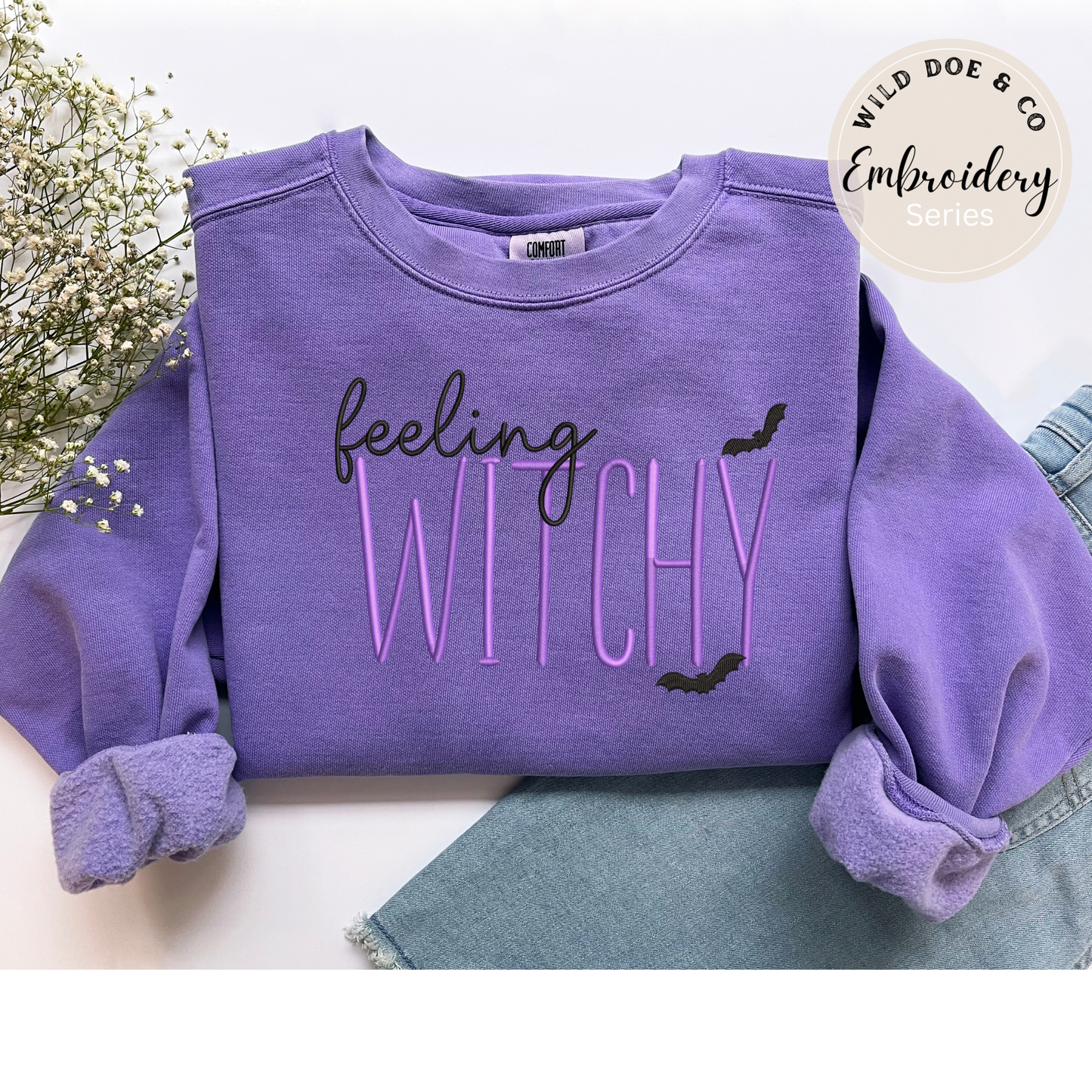 Embroidered Sweatshirt - Feeling Witchy