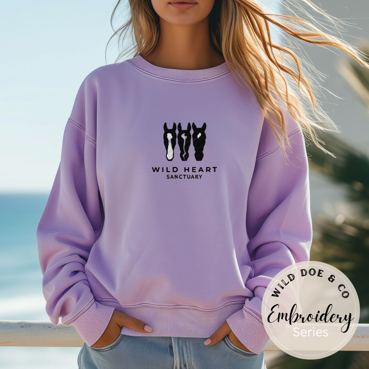 Embroidered Sweatshirt - Wild Heart Sanctuary Embroidered logo