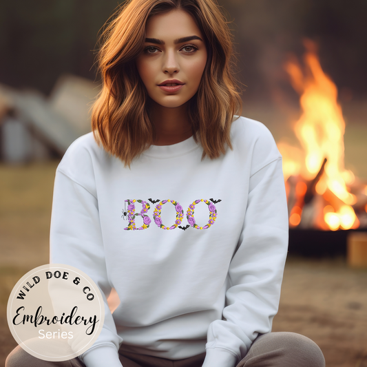 Embroidered Sweatshirt - BOO Floral