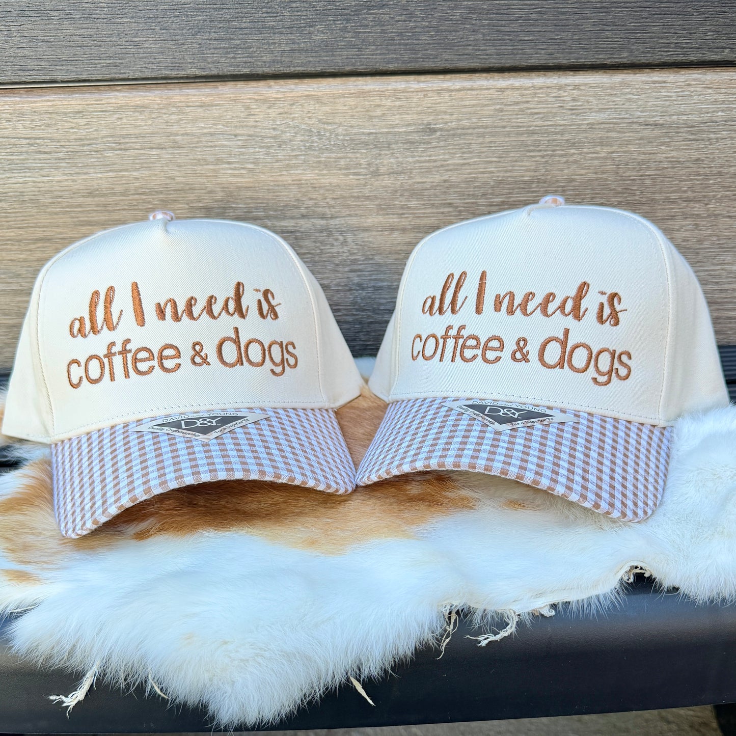 Embroidered Hats- all I need is coffee & dogs