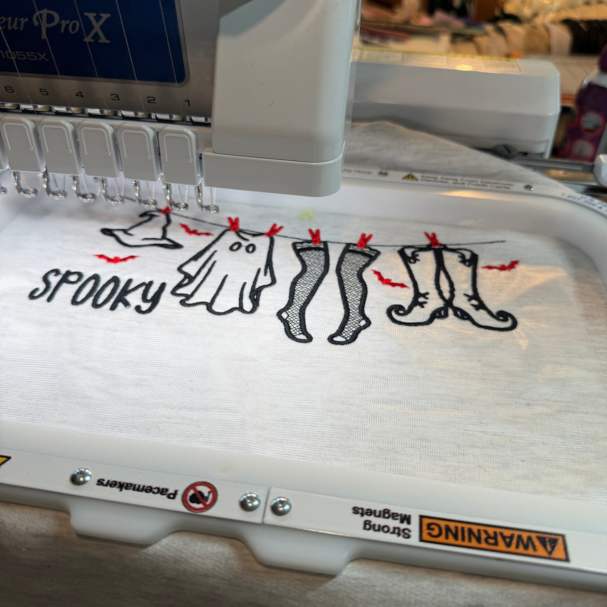 Embroidered Sweatshirt - Witchy Clothesline Spooky