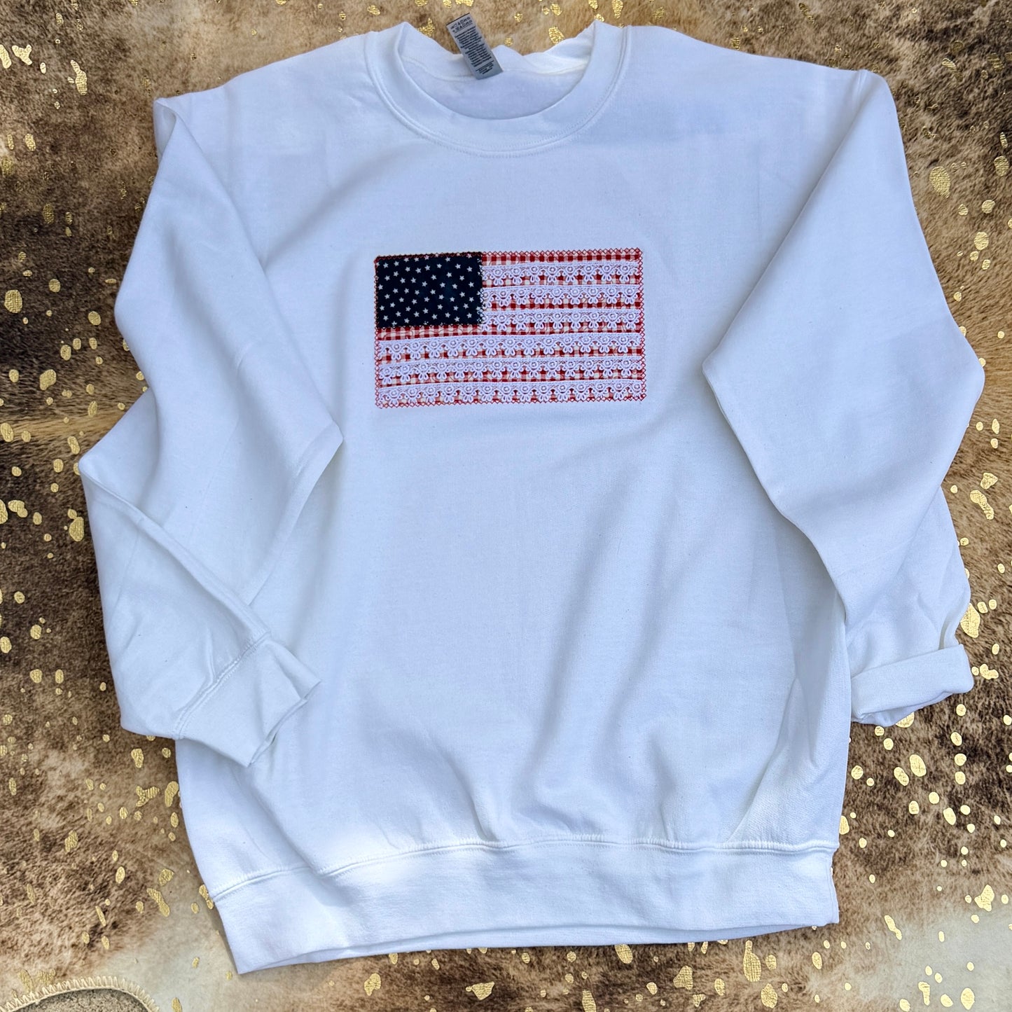 Embroidered Sweatshirt - America Flag lace applique