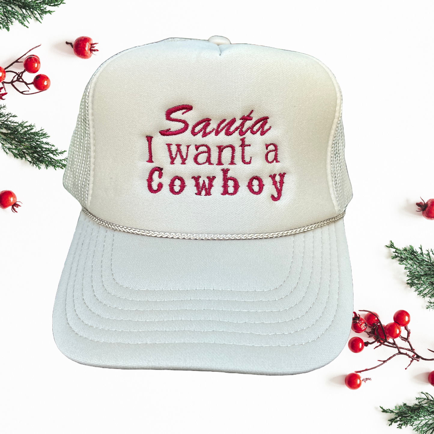 Embroidered Hats-Santa I want a Cowboy