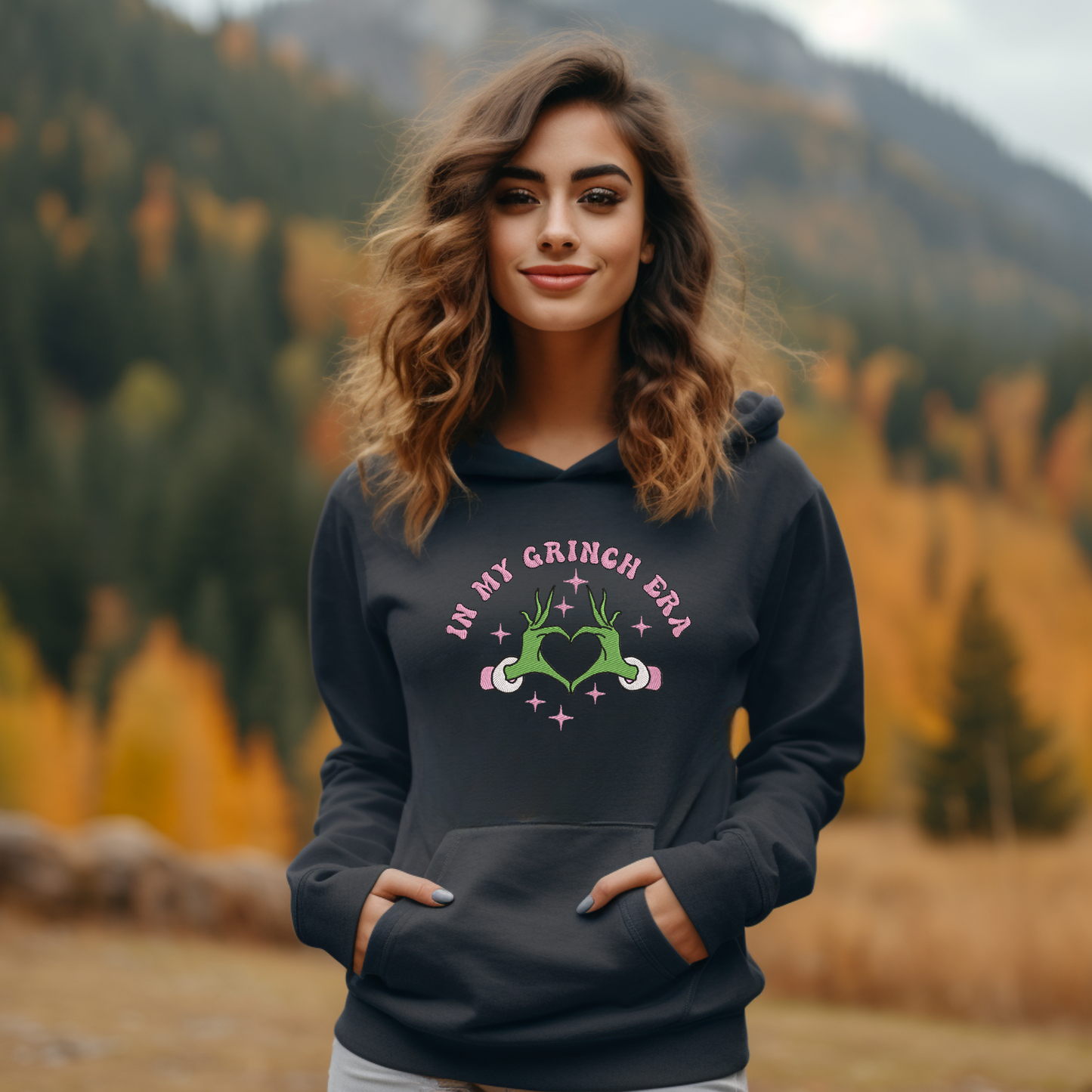 Embroidery Hoodie Sweatshirt-In my Grinch Era