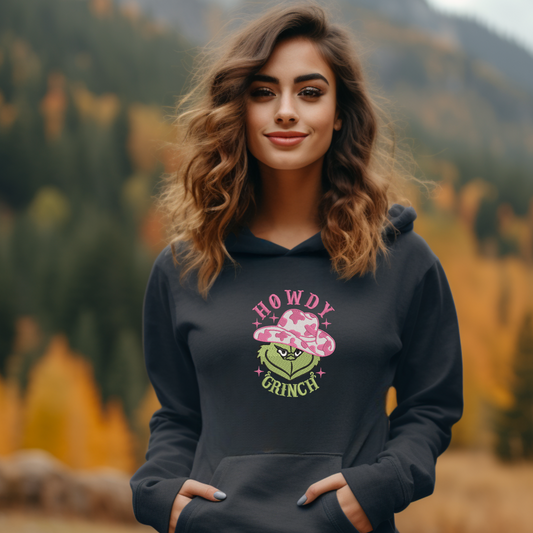 Embroidery Hoodie Sweatshirt - Howdy Grinch