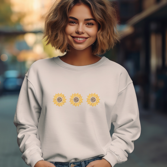 Embroidered Sweatshirt - Leopard Sunflower