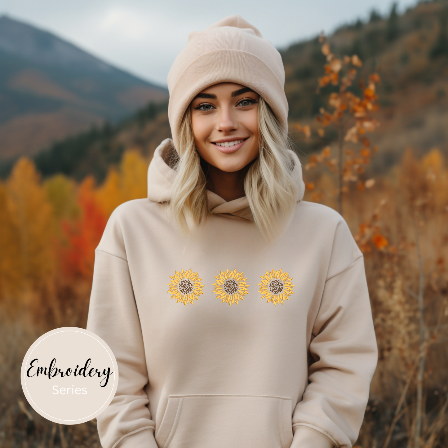 Embroidered Sweatshirt - Leopard Sunflower