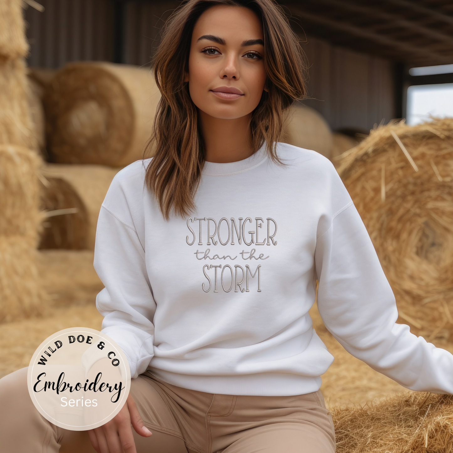 Embroidered Sweatshirt - Stronger than the Storm