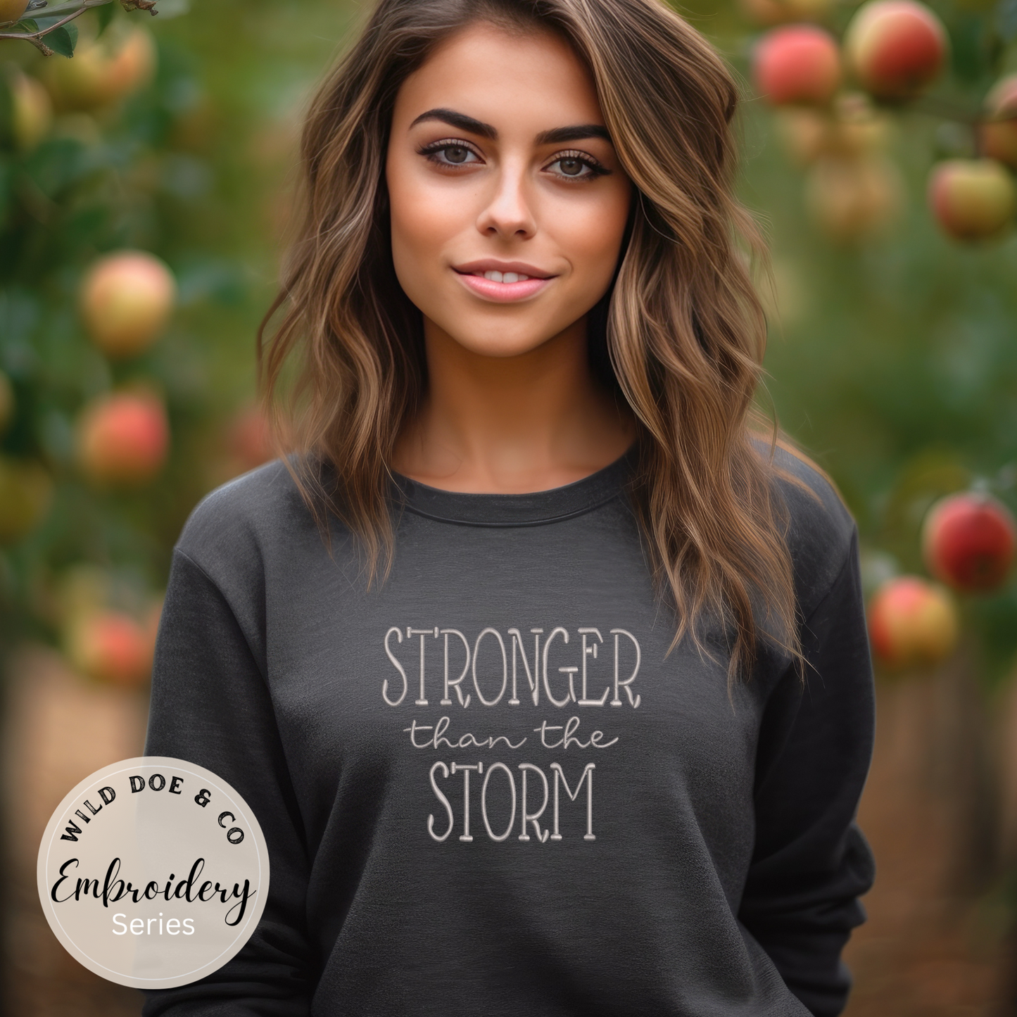 Embroidered Sweatshirt - Stronger than the Storm