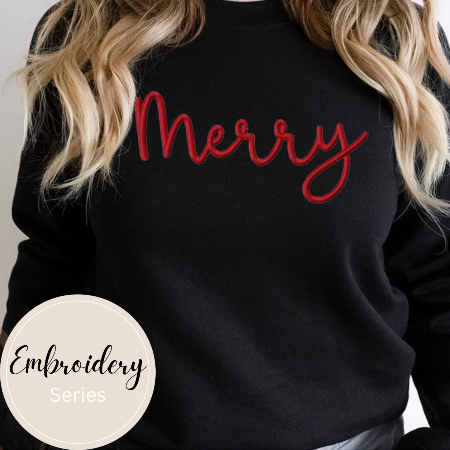 Embroidered Sweatshirt - Holiday Collection Merry