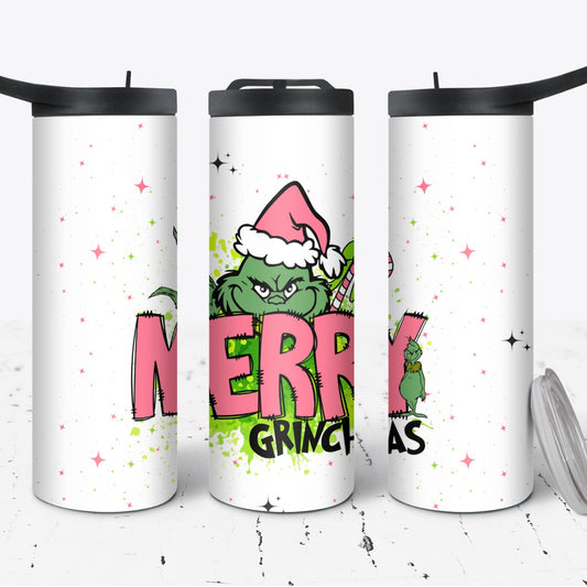 Hydration Duo Bottle 25oz Duo Skinny Tumbler- Merry Grinchmas